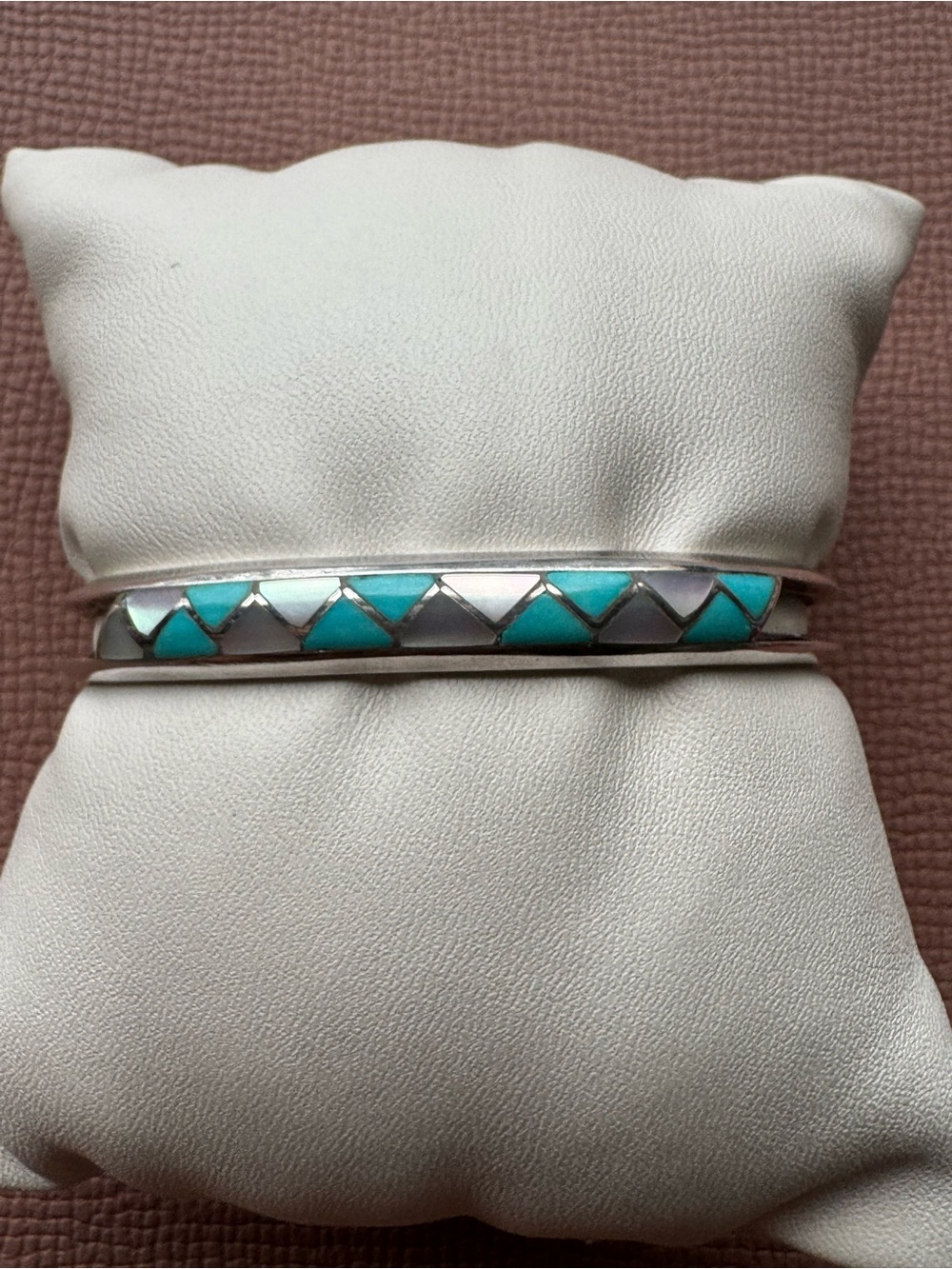 Native American Turquoise Inlay Sterling Silver Bangle Bracelet - Women Jewelry